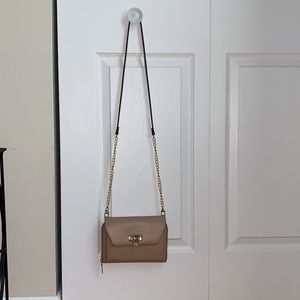 Taupe wallet crossbody with cell phone pocket